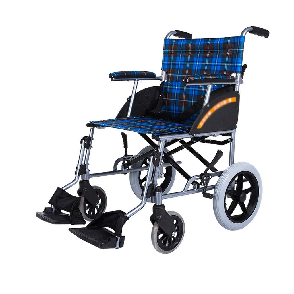 Sedia a rotelle,Ausili per la deambulazione del carrello per disabili per anziani manuali in lega di alluminio ultra-pieghevole
