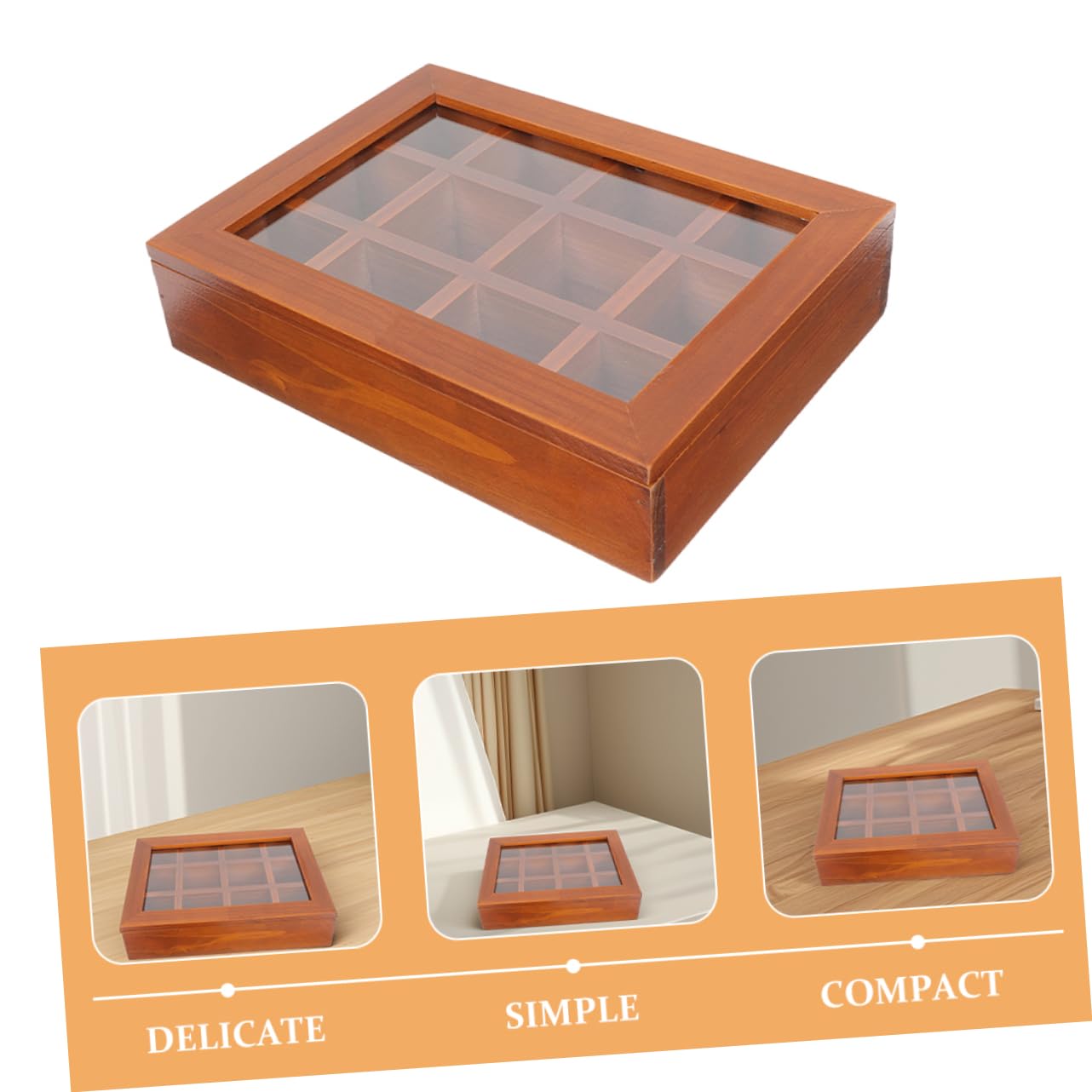 Teebeutel-aufbewahrungsbox aus Holz mit Fächern Transparentem Acryldeckel Luftdichtem Verschluss für Frische Teebeutel für Zuhause und Reisen
