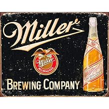 المؤسسات اليائسة التي تعمل في مهنة "ميلر بريندنغ" Vintage Tin Sign - Nostalgic Vintage Metal Wall Decor - صنع في الولايات المتحدة الأمريكية - 16 بوصة عرض &times; 12.5 بوصة إرتفاع