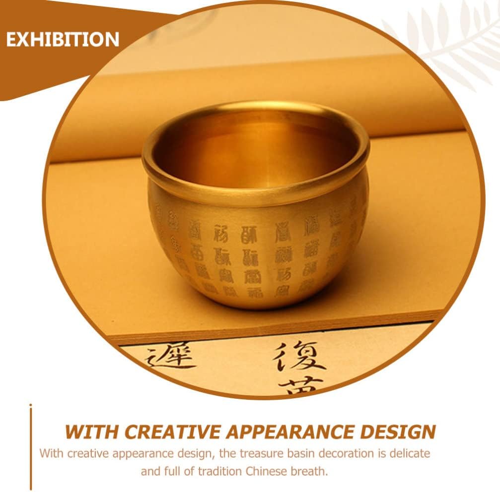 NUOBESTY Feng Shui Brass Bowl - 2.8 Inch Golden Prayer Bowl for Prosperity & Good Luck Decorative Centerpiece for Home Altar, Tabletop Display, Meditation Spaces