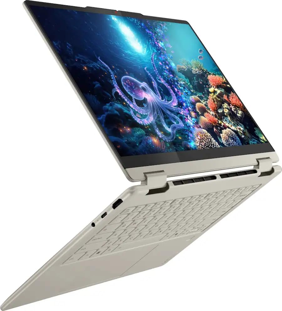 Image of Lenovo Yoga 7 2-in-1 2025 Copilot+ PC with 14 2K OLED Touchscreen Laptop, AMD Ryzen AI 7 350 Processor, 16GB LPDDR5X-7500 Memory, 512GB SSD, Wi-Fi7, Win11 Pro, Seashell, w /2TB USB Drive, W /GaLiMu