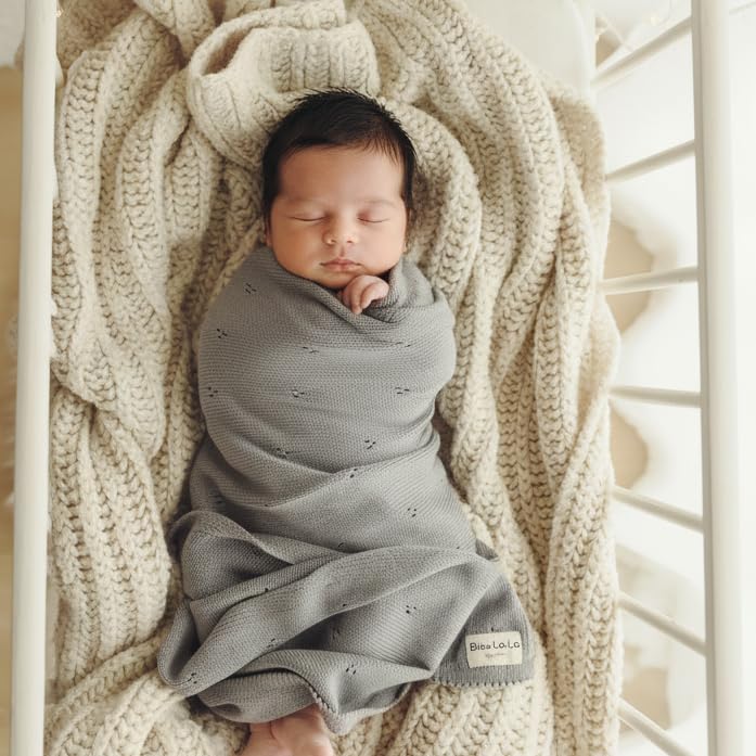 Image of Luxury Organic Cotton Baby Quilt Blanket (Pointelle - Dove Grey)