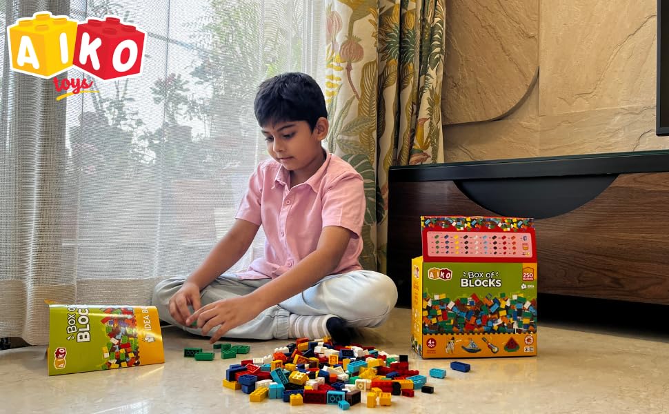 Image of AIKO | Box of Blocks 250 | Premium ABS Building Blocks for Kids 4+ | Construction Toy | STEM Gift Set, Multi-Color Bricks