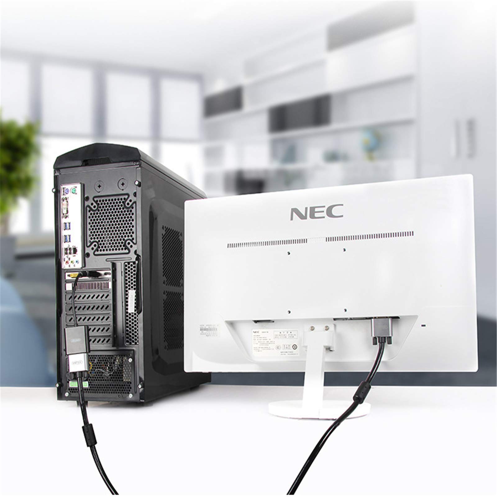 Jsdoin Adattatore da DisplayPort a VGA, 1080p placcato oro, da DP a VGA (maschio-femmina) compatibile con Lenovo, Dell, HP, ASUS
