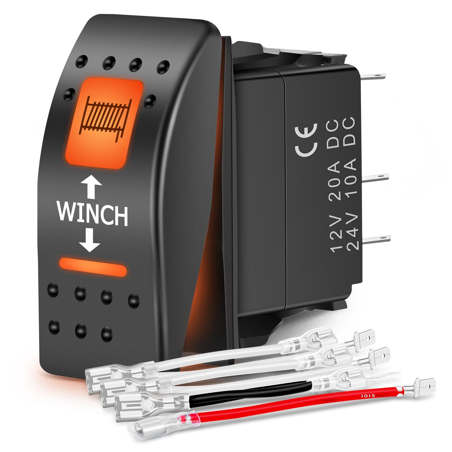 Nilight UTV Winch Rocker Switch Momentary On Off 7 PIN DPDT LED Light Bar Switches with Orange Backlit 12V 24V Toggle Jumper Wires Set for ATVs UTVs Cars Trucks RVs