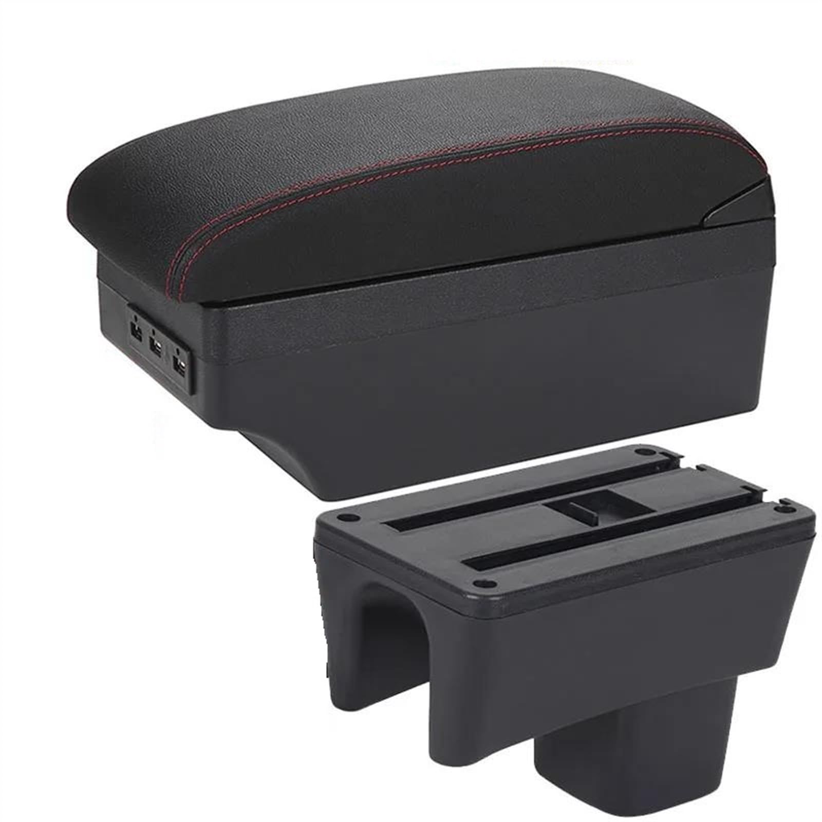 NMJLQW Storage Rack Car Armrest Box Car Accessories Interior Details Storage Box Retrofit Parts For Swift 2005-2023(A1 Black red 7USB)