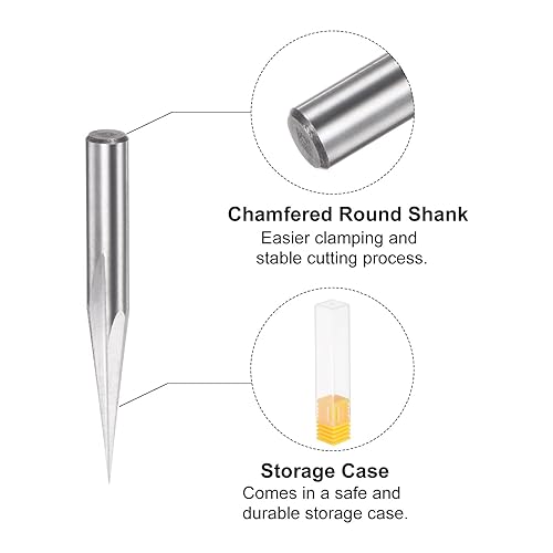 Miniatura 5 de uxcell Broca de enrutador CNC de grabado de madera cónica, carburo sólido, 2 flautas rectas para acrílico PVC MDF plástico, vástago de 0.012 in,