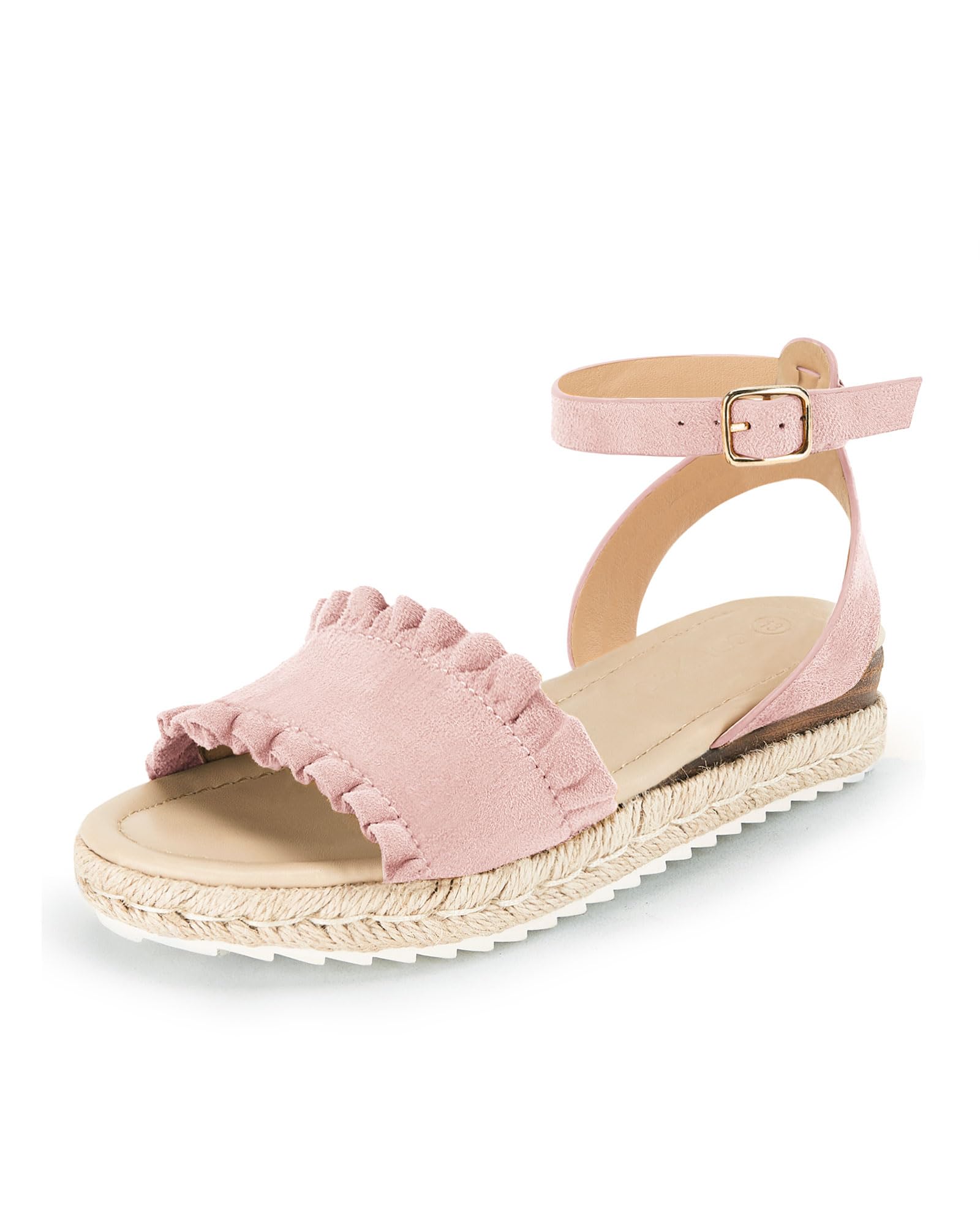 Coutgo Girls Espadrille Platform Sandals Ruffle Open Toe Ankle Buckle Strap Wedge Casual Summer Shoes for Kids Toddlers
