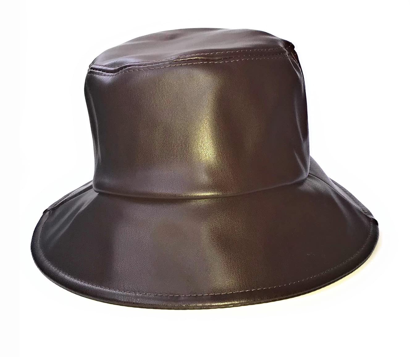 KGM Accessories Faux Leather Bucket Sun hat Black (Brown)
