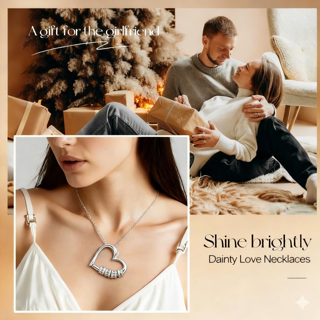 ziella Jewelry To My Wife Necklace -Family's Love Engraved Name Pendant, Personalized Heart Custom Necklace for Women - Image 5