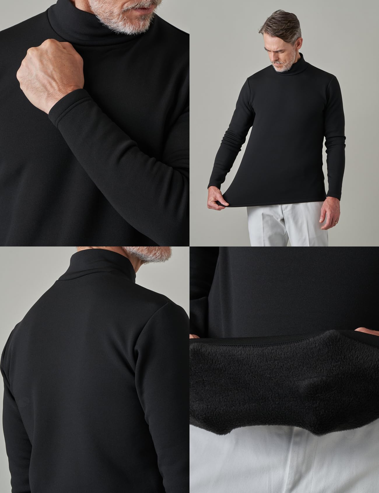 LAPASA Maglia Termica da Uomo con Collo Alto Finto in Micropile - Abbigliamento Termico Traspirante Maniche Lunghe Fodera in Pile Strato Base M102/M123/M132