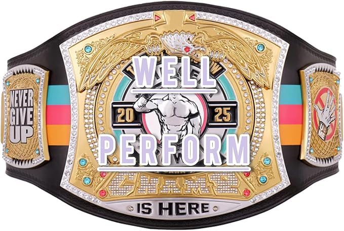 WELL PERFORM Kids World Champion Belt Gold Edition Wrestling Belts | Adjustable Strap Custom Championship Trophy Belt (John Cena Black Spinner Kids)