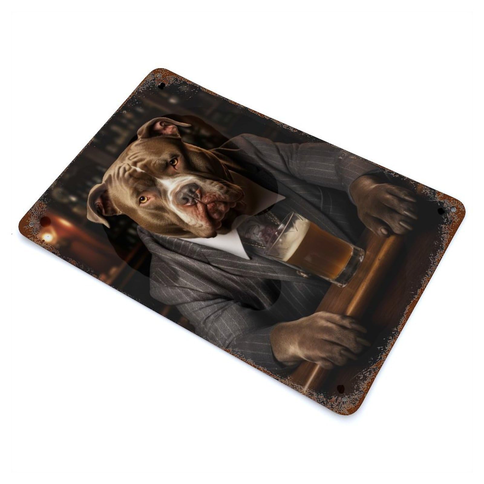 Garage Style XL Bulldog at The Bar Vintage Rust Metal Sign 11.8"x7.9", Rustic Home Decor for Bar And Workshop