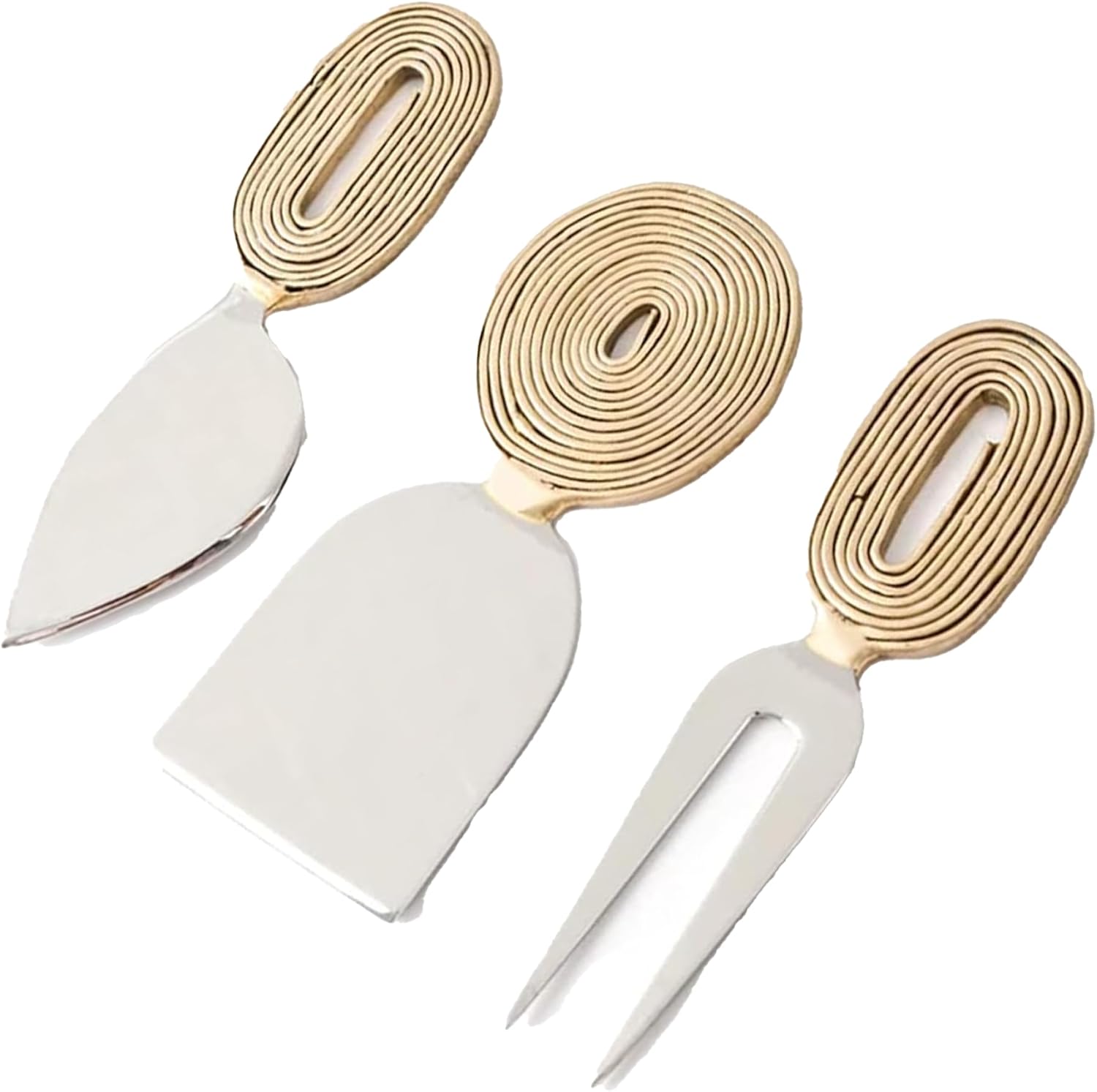 Cheese Knives Set Charcuterie Board Accessories Cheese Slicer Sprader Fork Serving Tools Stainless Steel Knife with Brass Handle Gift Set for Christmas, Housewarming, Wedding for Family Friends 3 Pcs Cheese Knives Set Charcuterie Board Accessories Cheese Slicer Sprader Fork Serving Tools Stainless Steel Knife with Brass Handle Gift Set for Christmas, Housewarming, Wedding for Family Friends 3 Pcs
