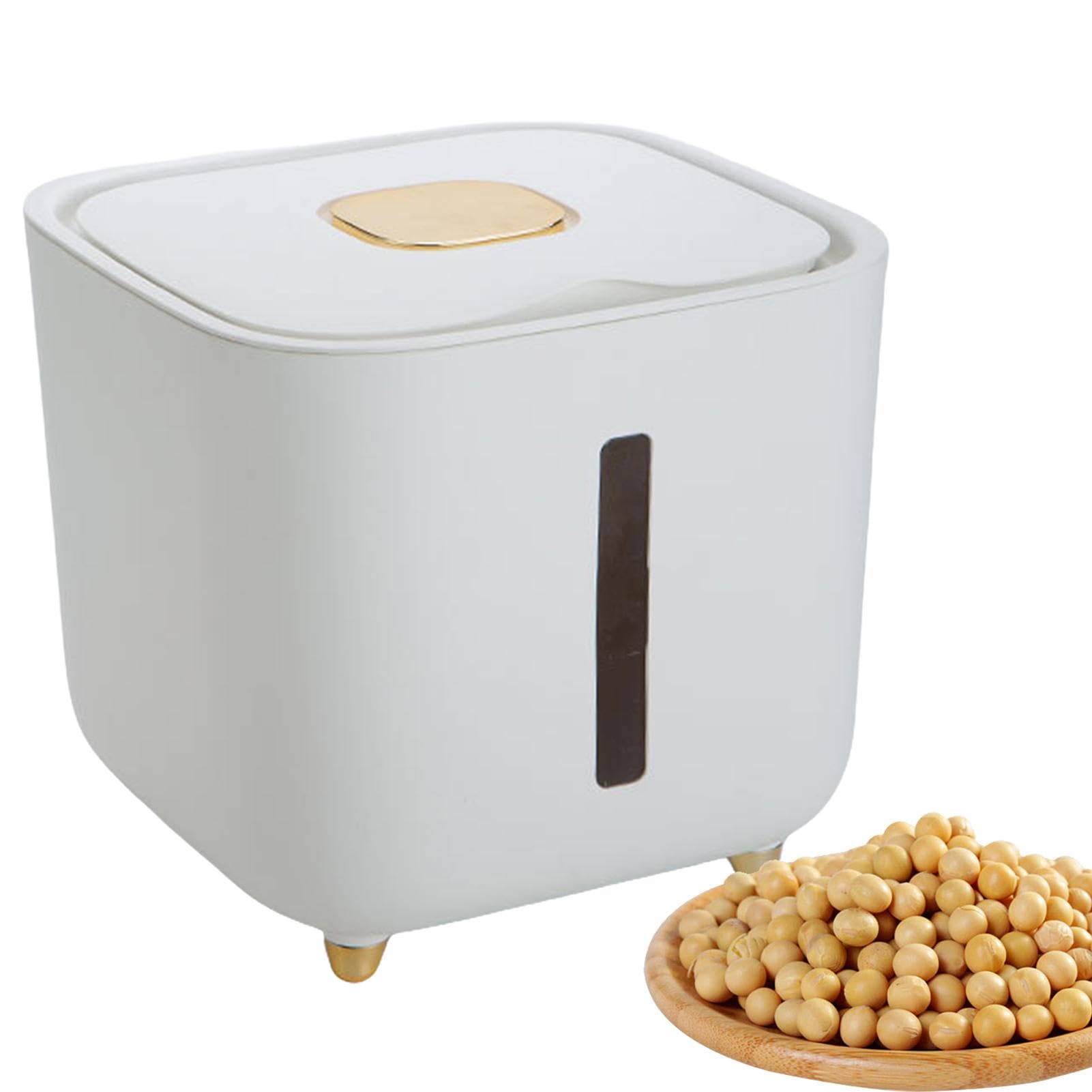 Rice Container, Airtight Food Container High Capacity 27.5x27.5x25.5cm with Lid, Cereal Flour Container for Dry Food, Food Dispenser for Dogs and Cats