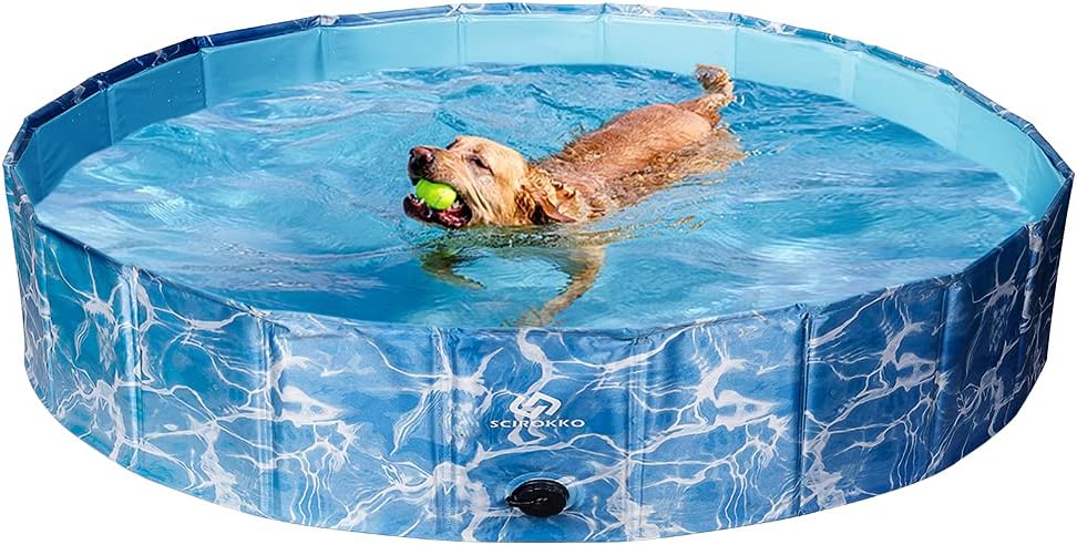 SCIROKKO Dog Swimming Pool Collapsible Pet Paddling Pool Bathing Tub for Dogs, Cats, Children 100 X 30 cm