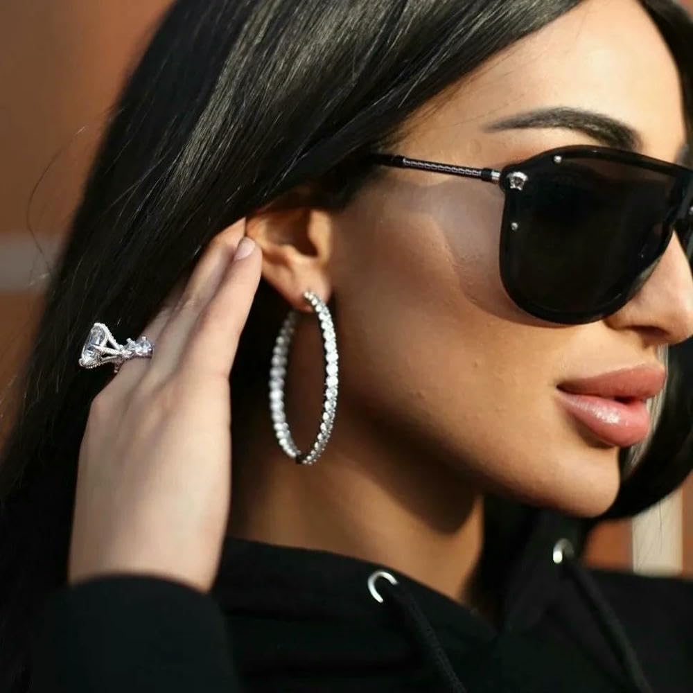 JCVBN - Pendientes de aro redondos de 5,5 cm, diseño de arco iris, joyería para mujer, aretes de hip hop grandes con diamantes de imitación