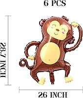 Vista 44 de 9 Pcs Zebra Elephant Jungle Safari Balloons Foil Helium Monkey Lion Zebra Giraffe Leopard Crocodile Bee Fox Shaped Animal Balloons for Wildlife