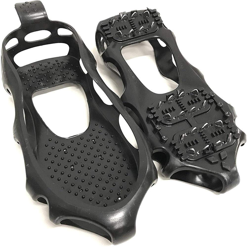 Poignées à Neige glacée, Pinces à Glace d'hiver antidérapantes Crampons à Neige Crampons de Traction avec 24 Bottes à Crampons en Acier Couvre-Chaussures pour la randonnée Pêche ES