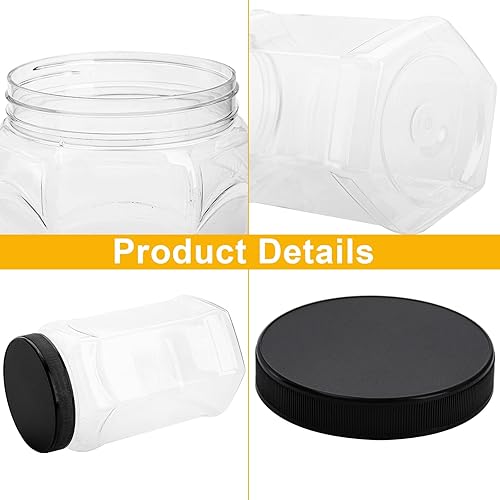 Miniatura 3 de Okllen Paquete de 4 tarros de plástico de medio galón de 70 onzas líquidas con tapas, recipientes vacíos de almacenamiento herméticos para tarros de
