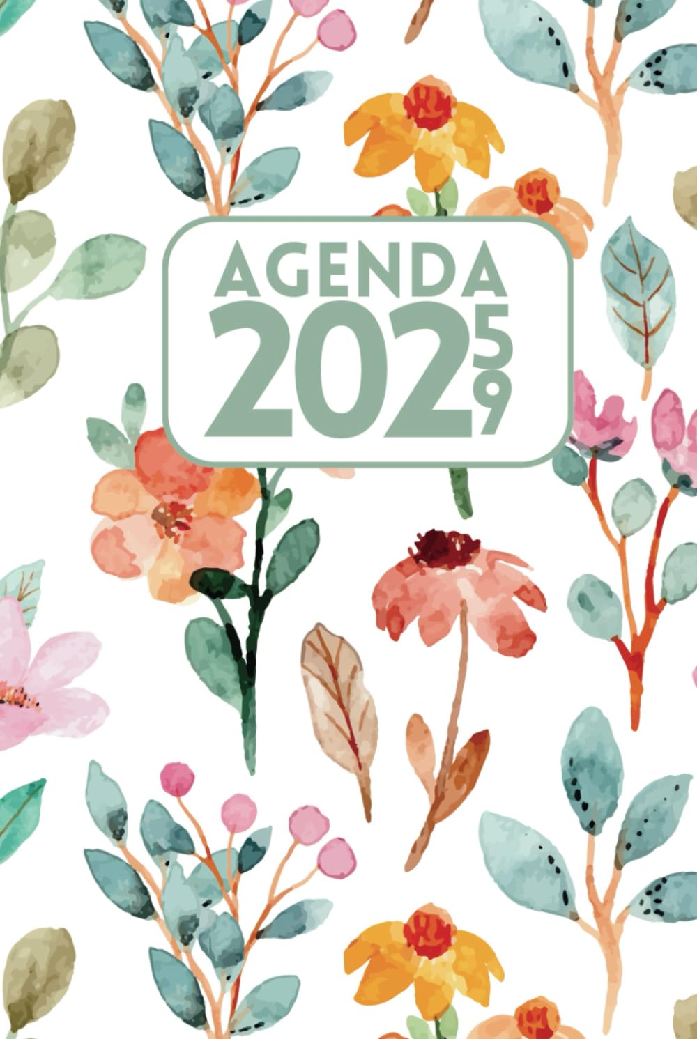 AGENDA DIARIA 2025-2029 – Planificador diario de 5 años (enero 2025 - diciembre 2029) – Tamaño A5 – Tapa dura, estilo flores – Calendario, horario semanal, organizador anual y seguimiento de hábitos