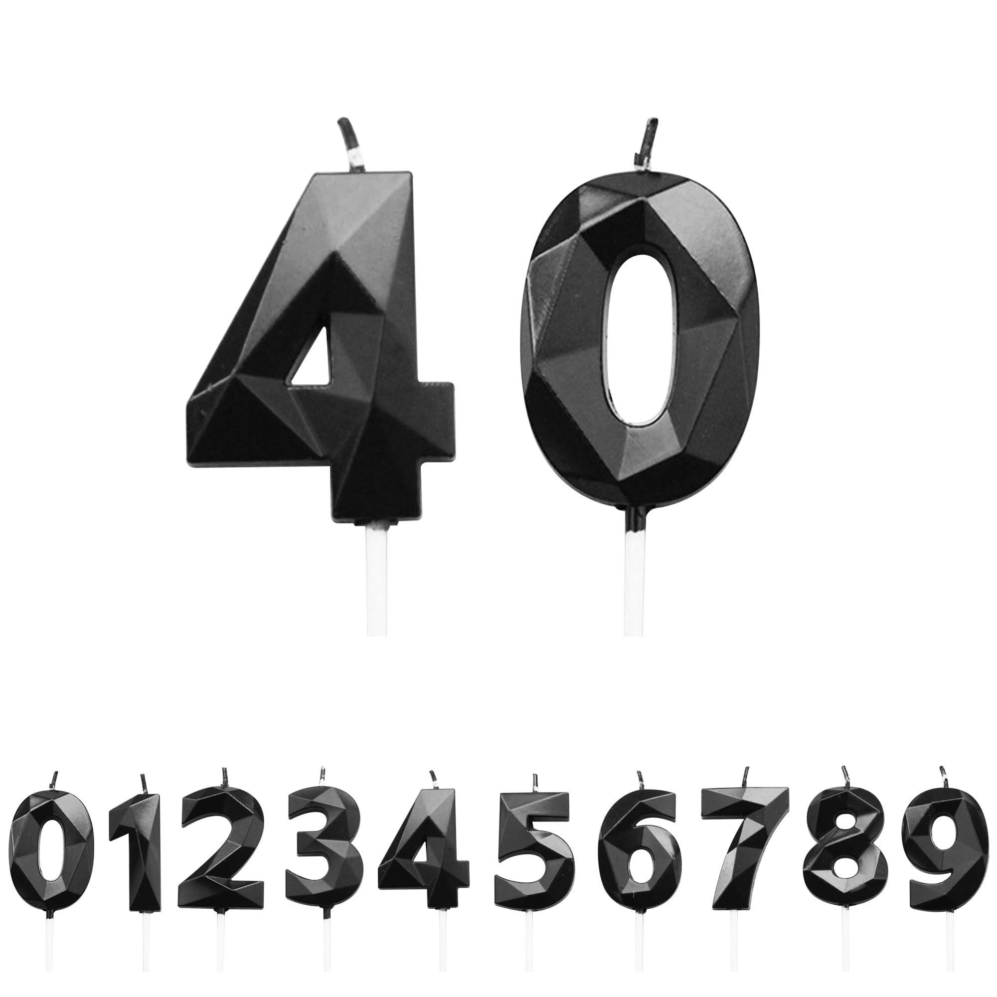 Fuzvol Black Birthday Cake Candles, Number 40 Candle,Cake Topper Decorations