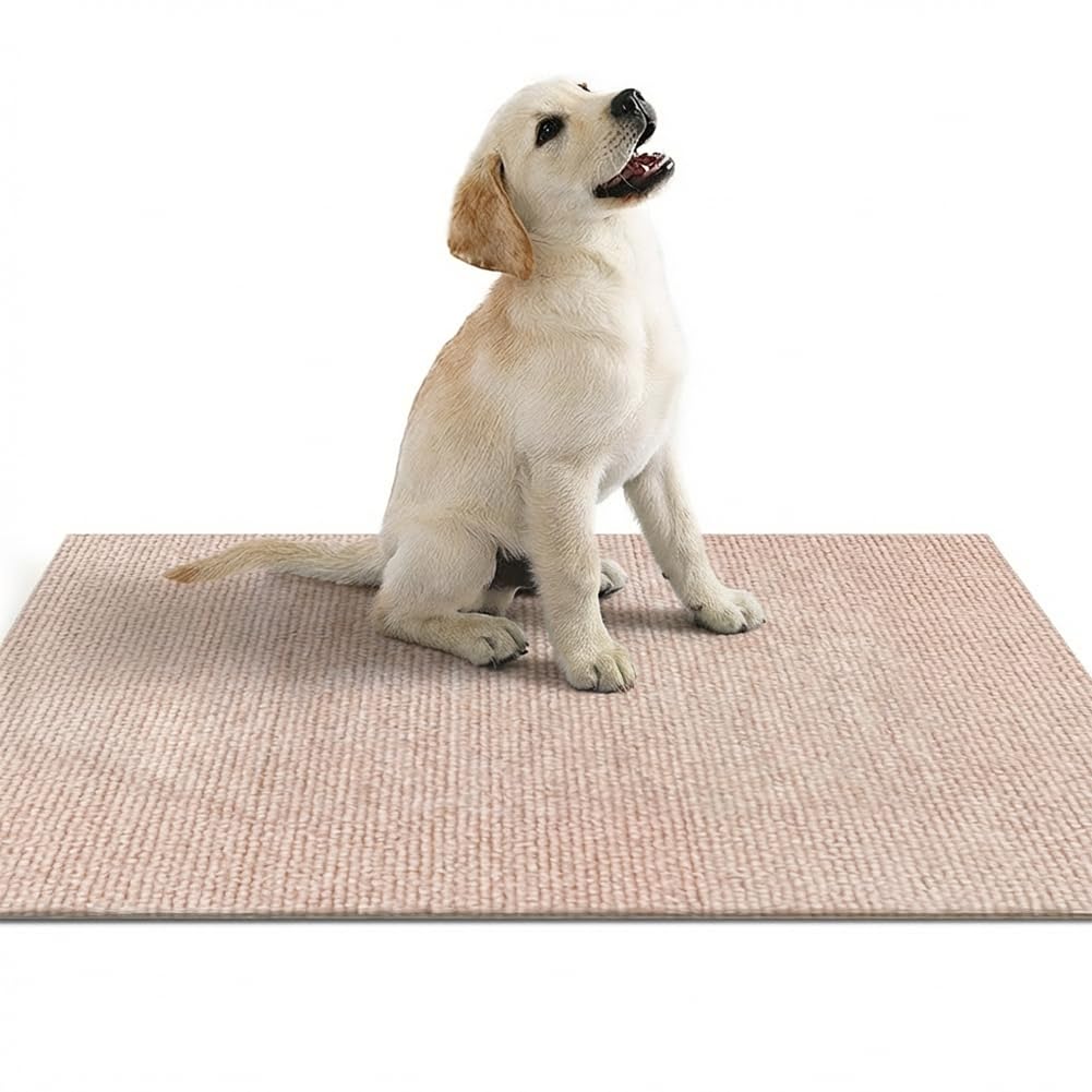 Katzentoilettenmatte mit Vakuum-Griffrückseite, waschbar, Anti-Tracking, Katzentoilettenmatte, Streukontrolle, rutschfeste Welpen-Trainingsmatte, leicht zu reinigen, Beige, 90 x 60 cm