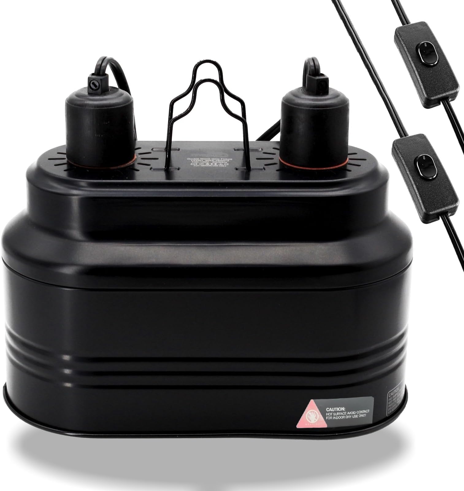 MECESOR Dual Reptile Lamp Fixture with Independent Switches, UVB & Basking Bu...
