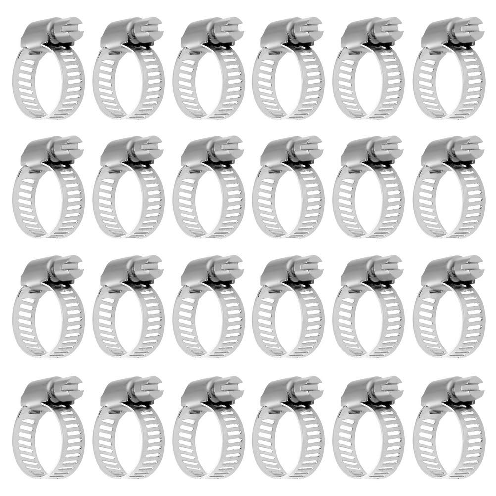 Siming 24 Pack Hose Clamps, 9-16 mm Diameter Worm Drive Clamps Jubilee Clip Adjustable Stainless Steel Pipe Hose Clamp Hoops