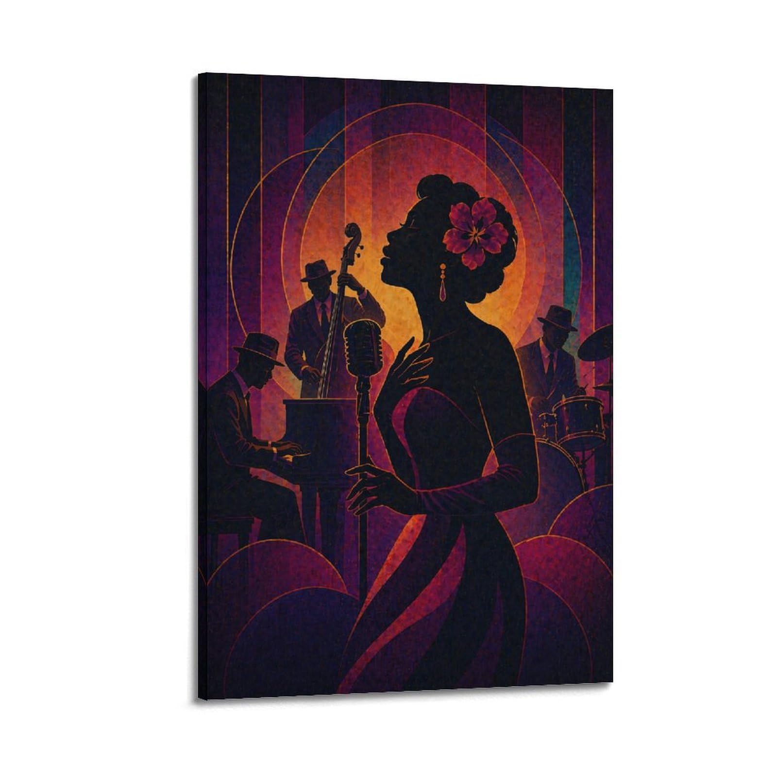 Okngb Frame-Style Vintage Jazz Singer Style Blues Legend Poster Decorative Painting Canvas Art Picture 24X36inch(60X90cm)