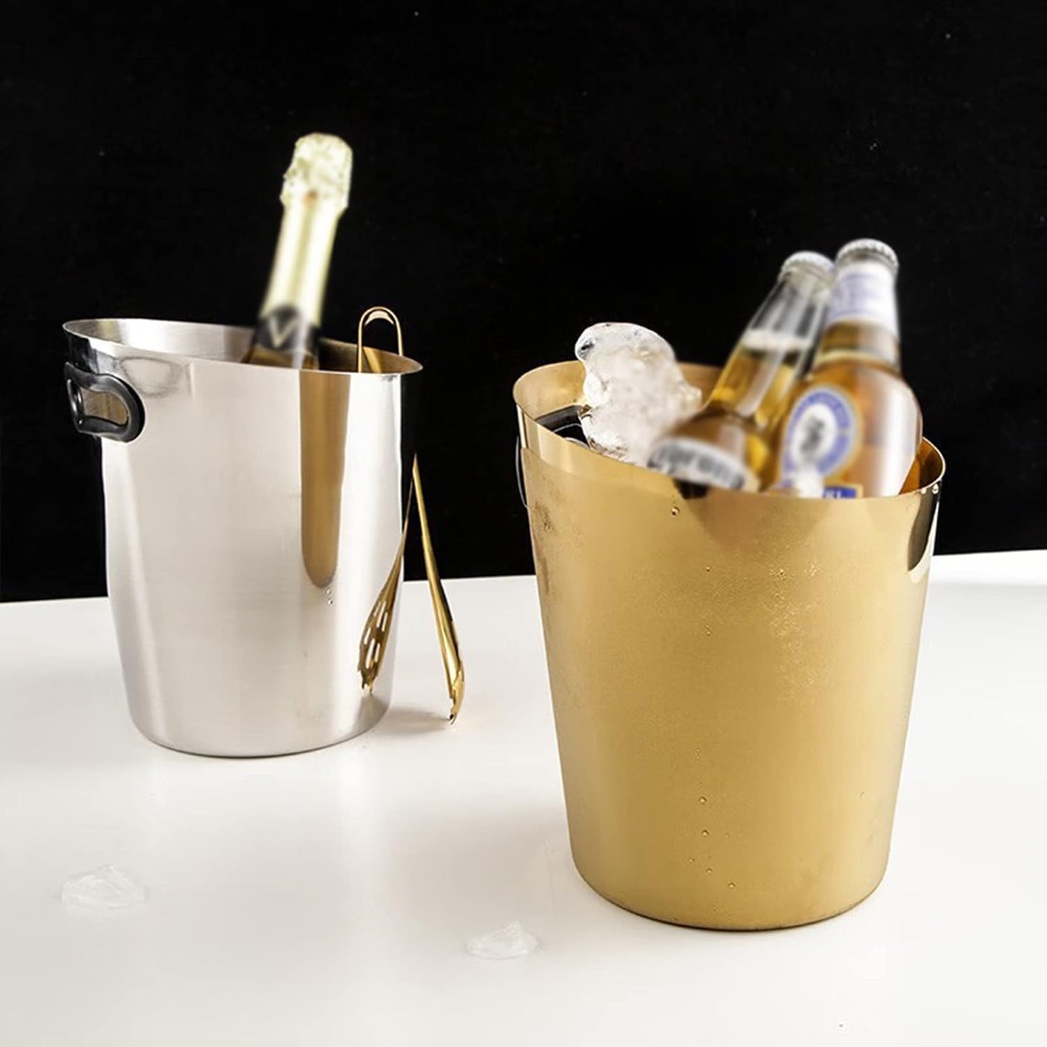 Cubitera Botella Vino Cubo de Hielo de Acero Inoxidable 5L Gran Capacidad Recipiente de Hielo para Vino de champán o Botellas de Cerveza Tina de Almacenamiento para Bebidas