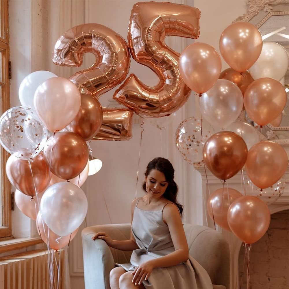 40 Inch 25 Rose Gold Foil Balloons for 25th Birthday Party Decorations  Supplies,Rose Gold 25 Hang Happy Birthday Balloons. (Rose Gold 25  Balloons): Buy Online at Best Price in UAE