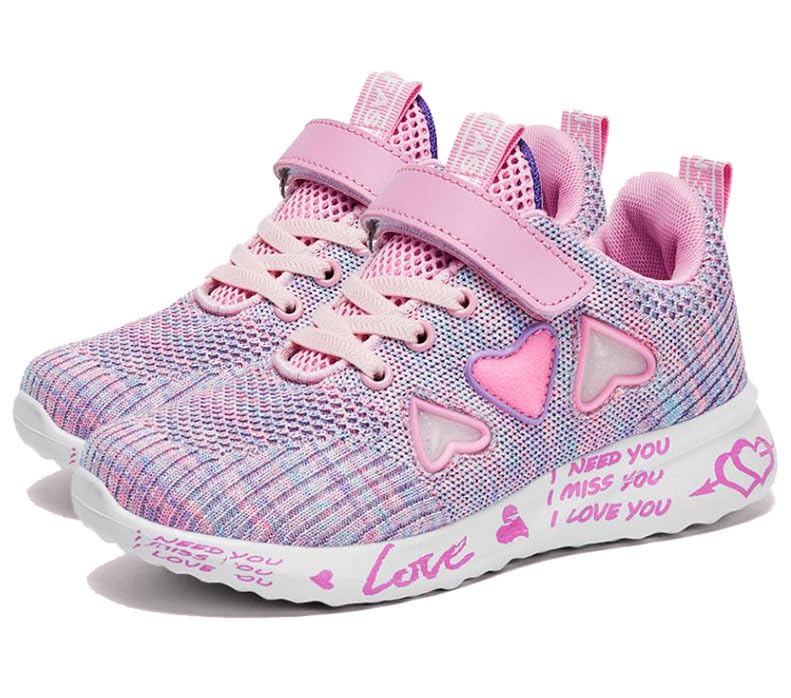 Toddler/Little Kid/Big Kid Girls Pink Sneakers Kids Shoes Lightweight Breathable Athletic Running Tennis Fitness Shoes