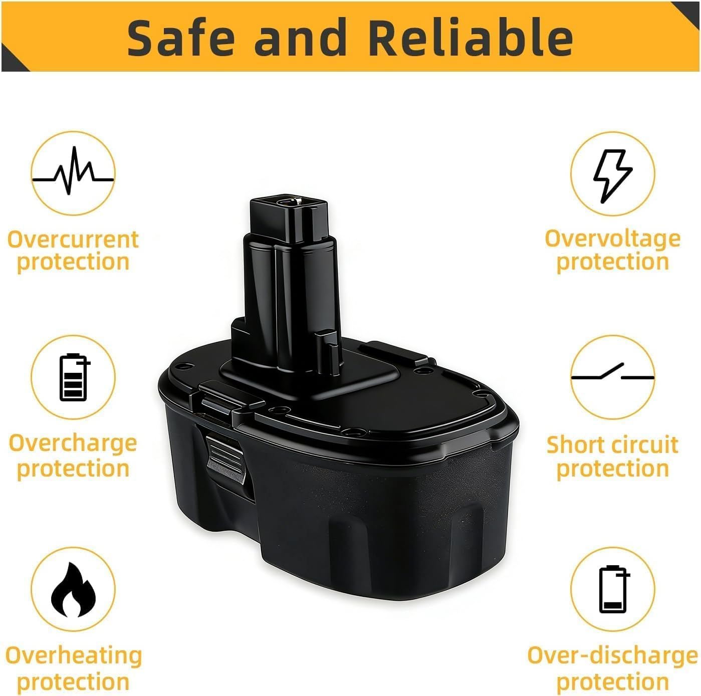 Lot de 2 batteries de rechange 18 V pour DeWALT : 18 V 5,0 Ah XRP DC9096 Ni-Mh compatibles avec les outils électriques sans fil DC9098 DC9099 DW9095 DW9096 DW9098