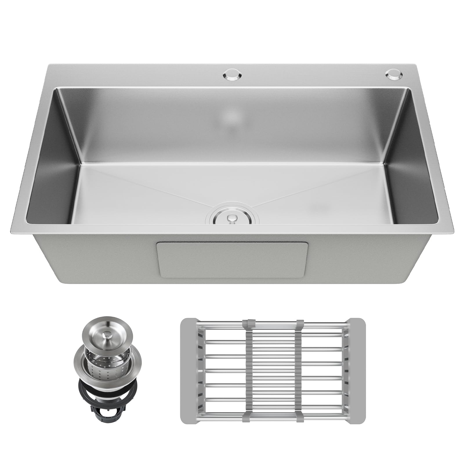 Évier de cuisine innovant de 61 cm style cuve unique géométrique et moderne