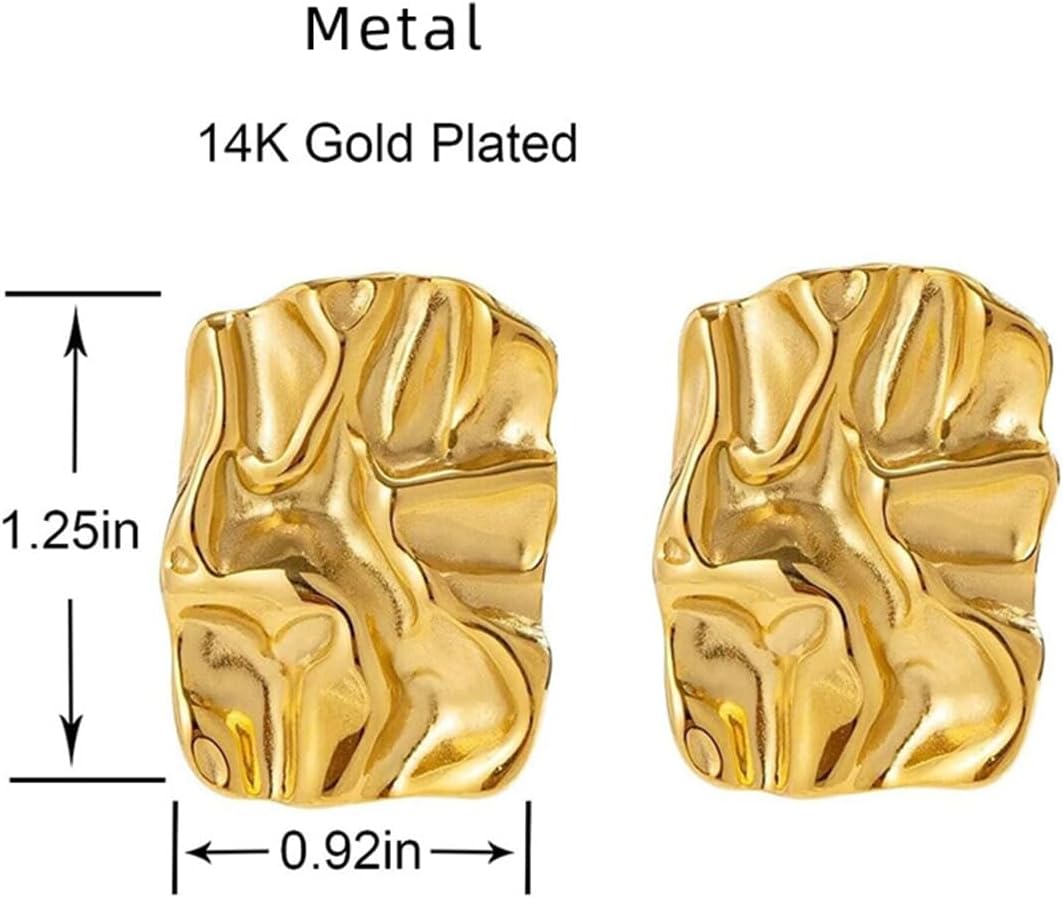 Gold Chunky Square Earrings for Women Dainty Thick Studs for Women Simple Irregular Drop Dangle Earrings Jewelry (Silver-2) - Image 5