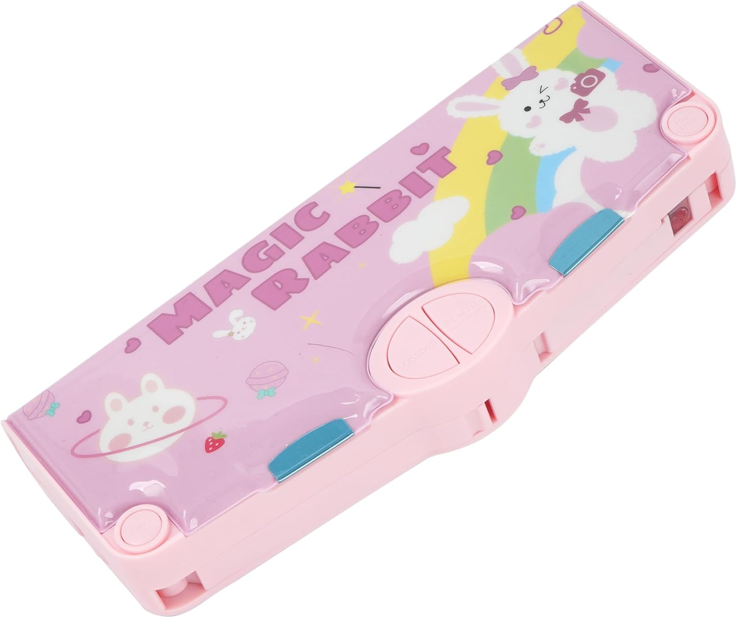 Minache Multifunction Pencil Case Pencil Box with 2 Compartments Cartoon Pattern Stationery Set with Pop Out Scissors and Pencil Sharpener, 7483+Style 2, bh-07483-02AD