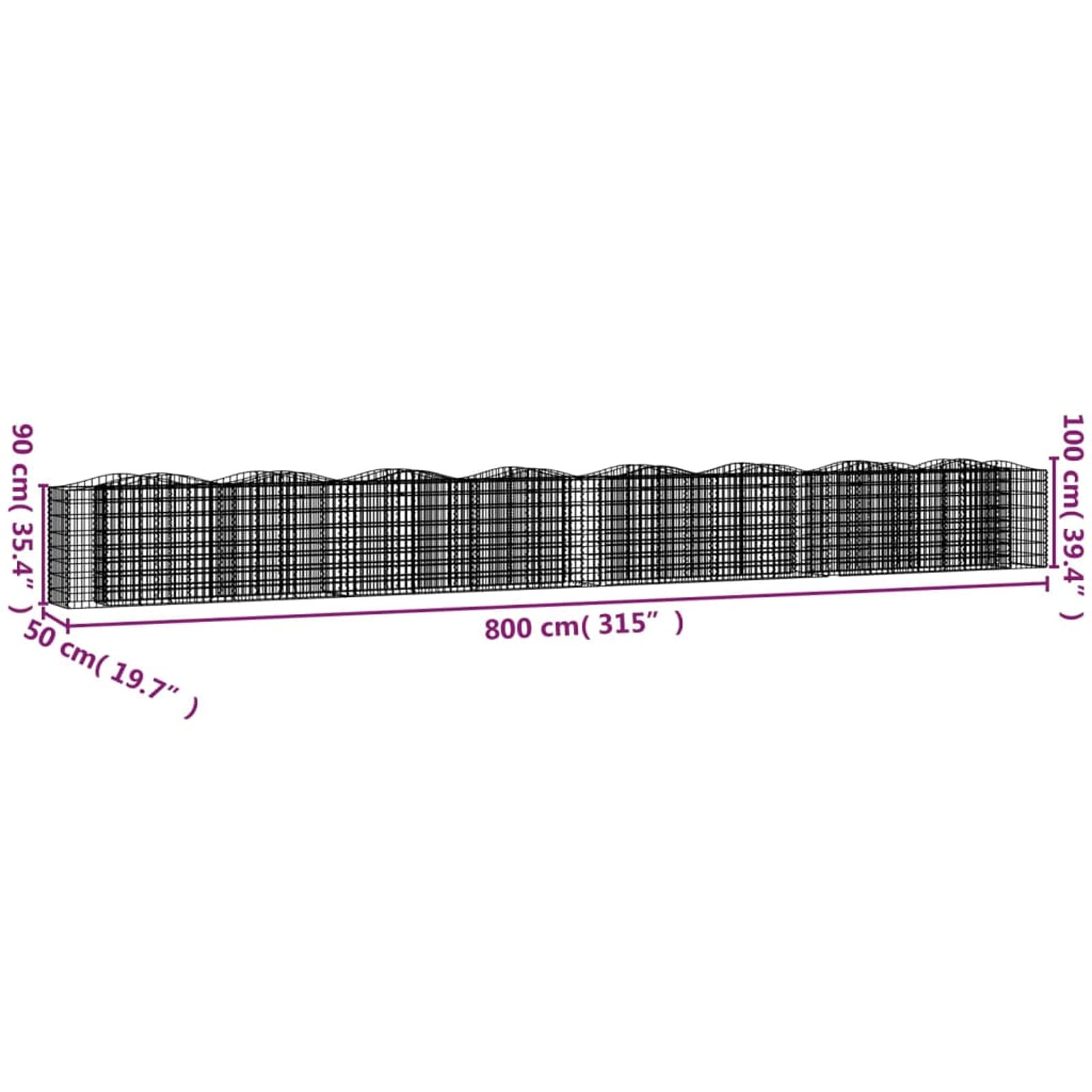 Homgoday Arriate de gaviones Forma Hierro galvanizado 800x50x100 cm, Arriate de Jardín Huerto Urbano Jardinera para Cultivar Plantas para Terraza Patio Verde