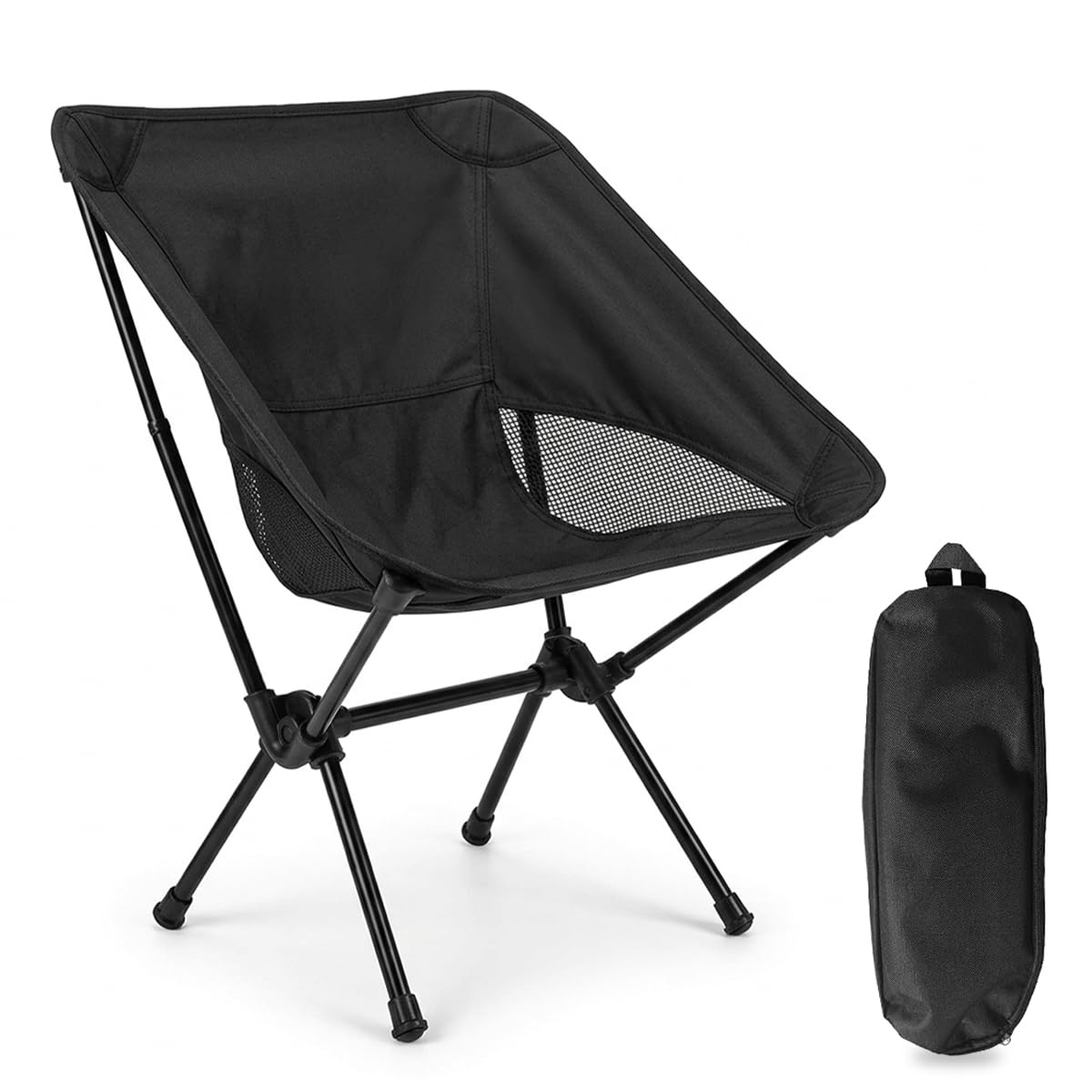 Minxchen Portable Camping Chair, Outdoor Folding Moon Chair, Lightweight Compact Camp Chair for Hiking, Backpacking, Fishing & Garden Use