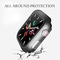 Vista 3 de YMHML Funda compatible con Apple Watch de 1.496 pulgadas Series 3/2/1 con protector de pantalla de vidrio templado integrado, protector delgado