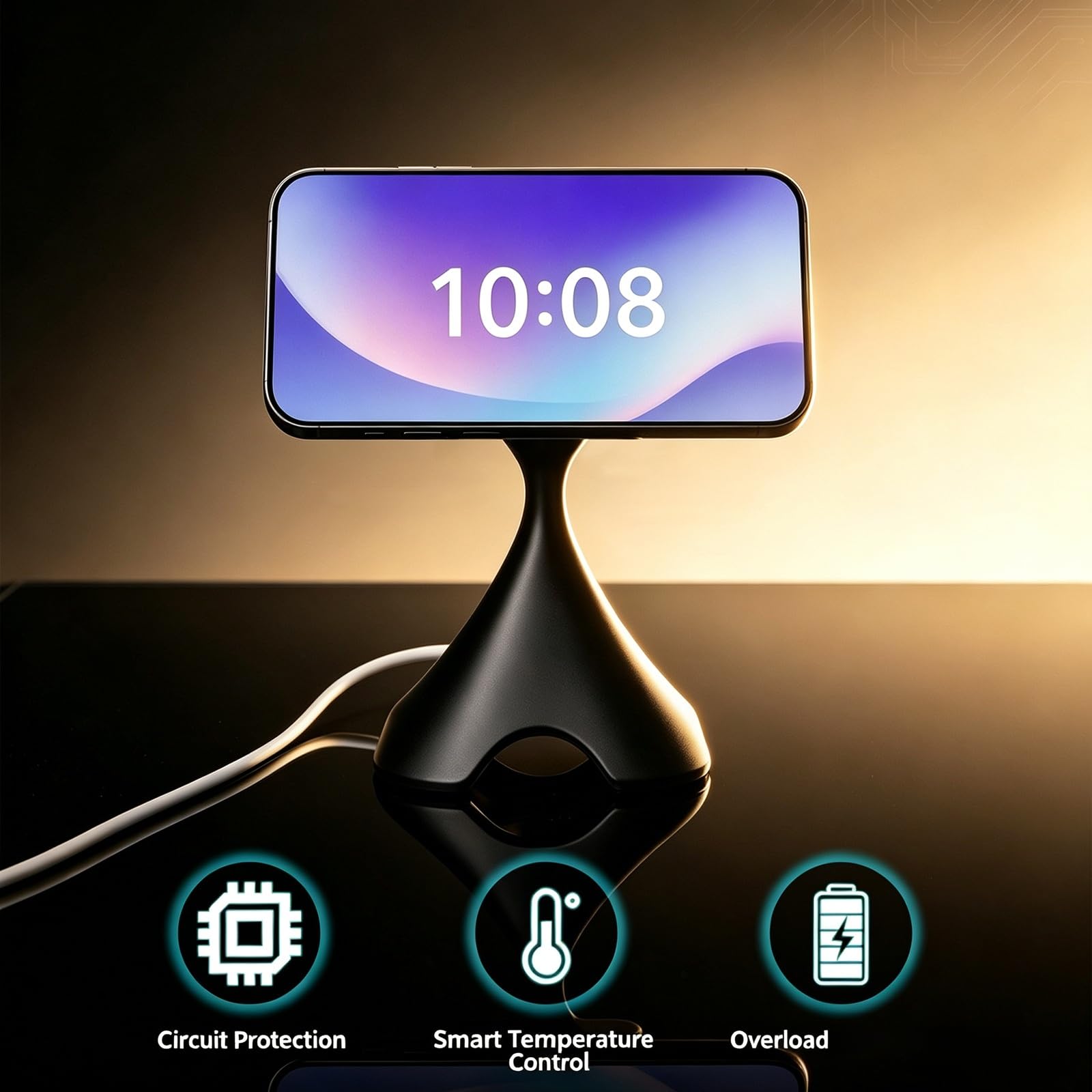 Supporto magnetico per telefono con base di ricarica wireless rapida | Ricarica rapida da 15W con allineamento automatico, angolazione regolabile, compatibile con i principali smartphone