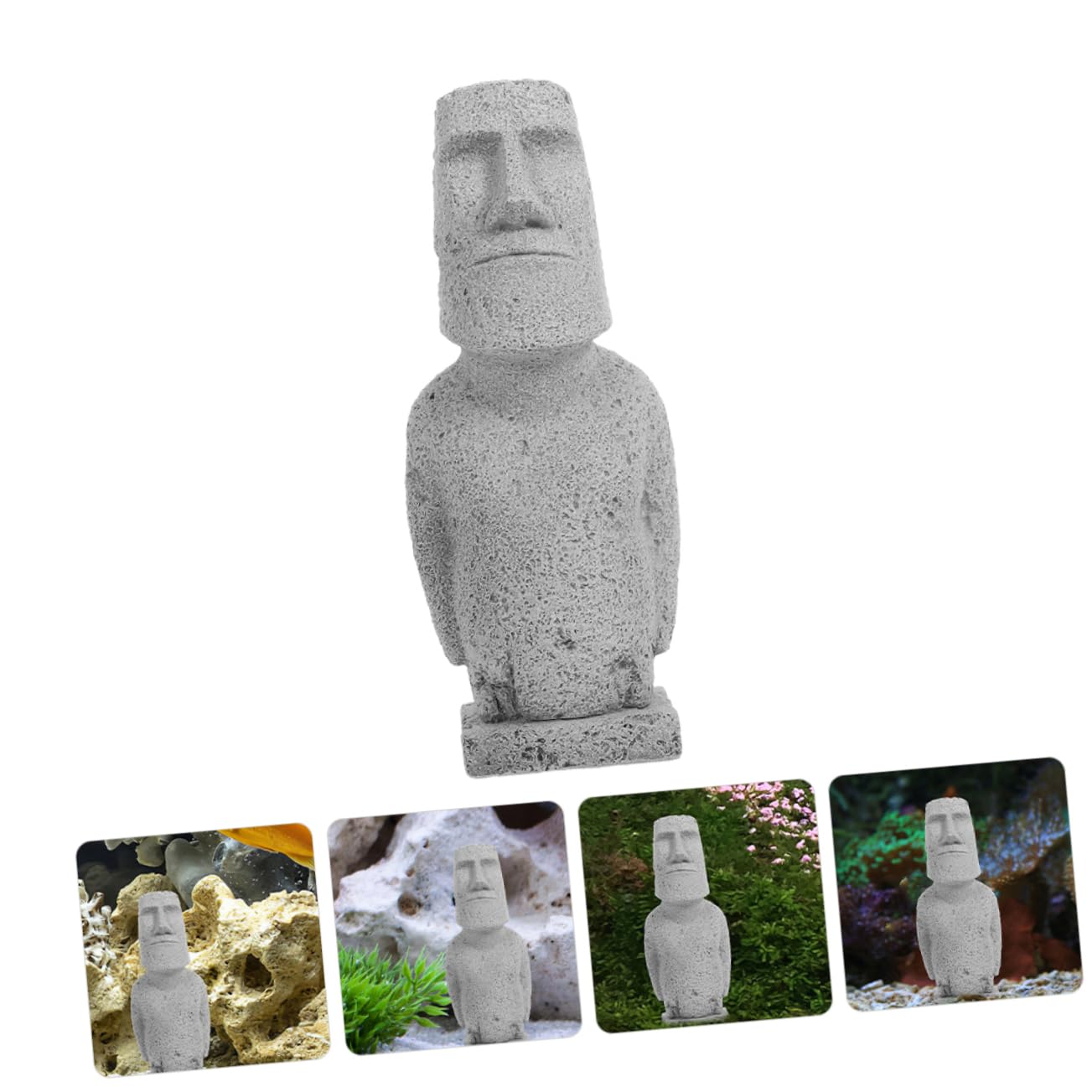 Alipis 3 Sztuk Moai Statua Ozdoby Fish Tank Ozdobić Małe Moai Statua Pulpit Moai Statua Akwarium Rzeźba Z Kamienia Dekoracja Akwarium Fish Tank Moai Ozdoba Moai Statua Do Akwarium