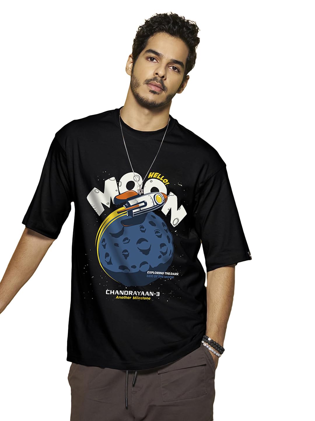 Bewakoof Men's Graphic Printed Oversized Fit Half Sleeve Round Neck Cotton T-Shirt