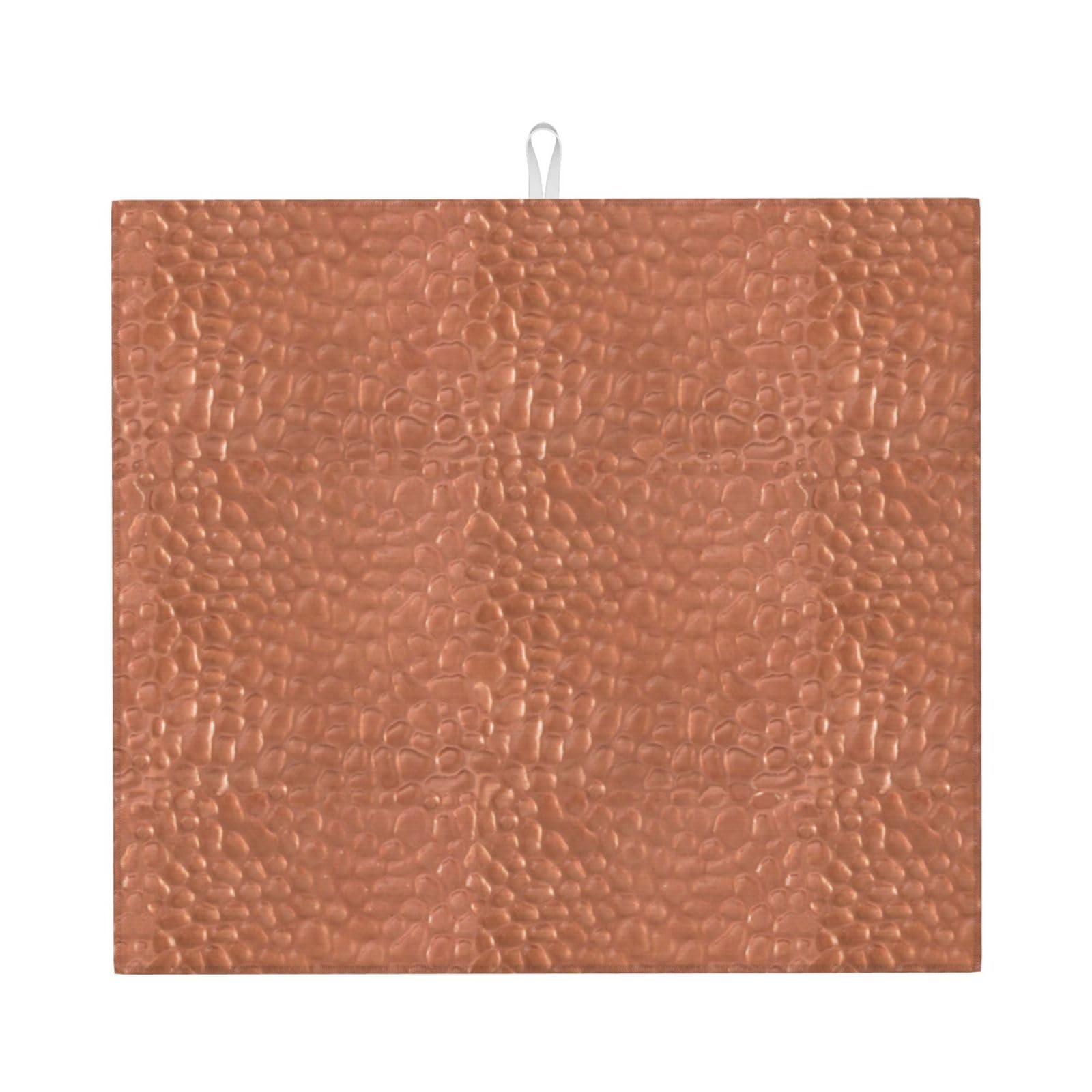 Poadnly As Picture Hammered Copper Look, Dish Drying Mats, Sink Mat Absorbent Dish Drainer Mat For Kitchen Counter 41X46 Cm