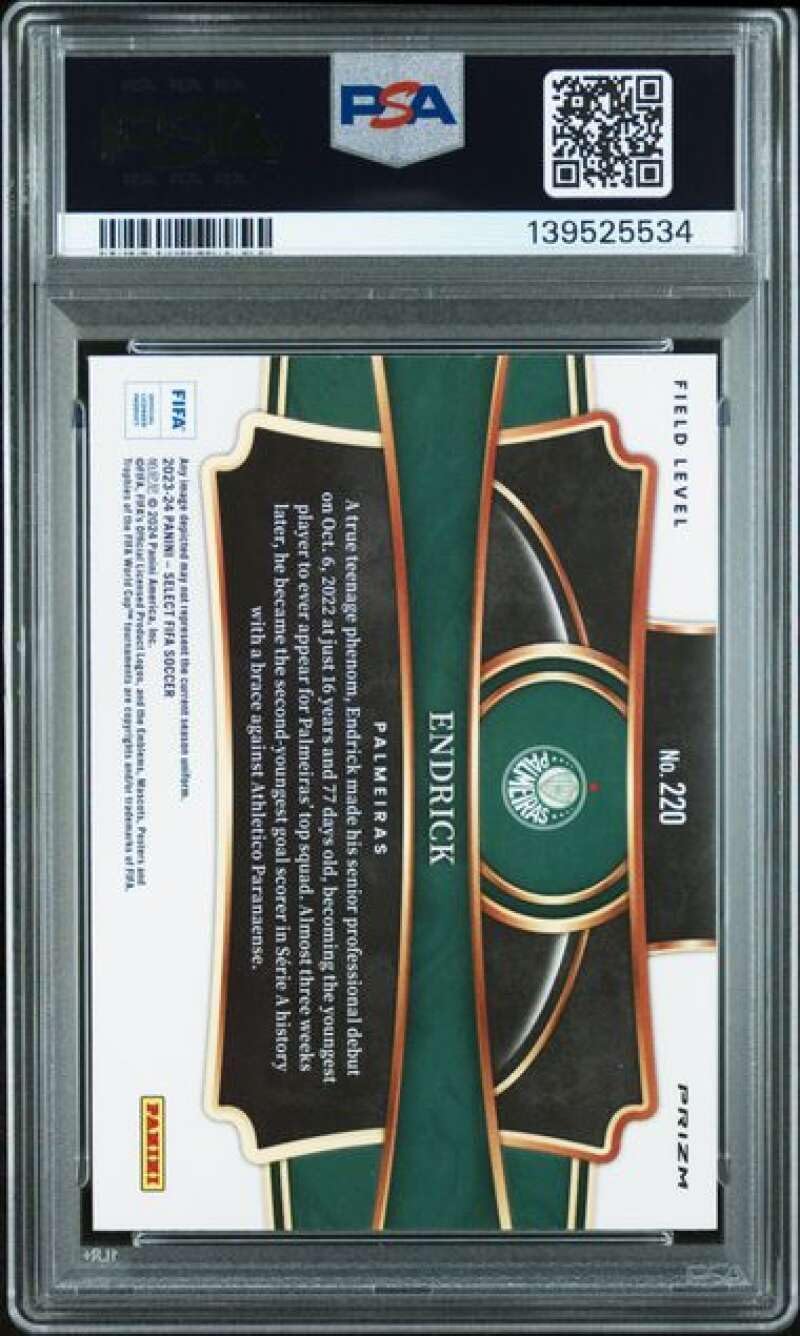 PSA MINT 9 139525534 2023-24 PANINI SELECT FIFA 220 ENDRICK SILVER Official Soccer Card Professionally Graded by PSA
