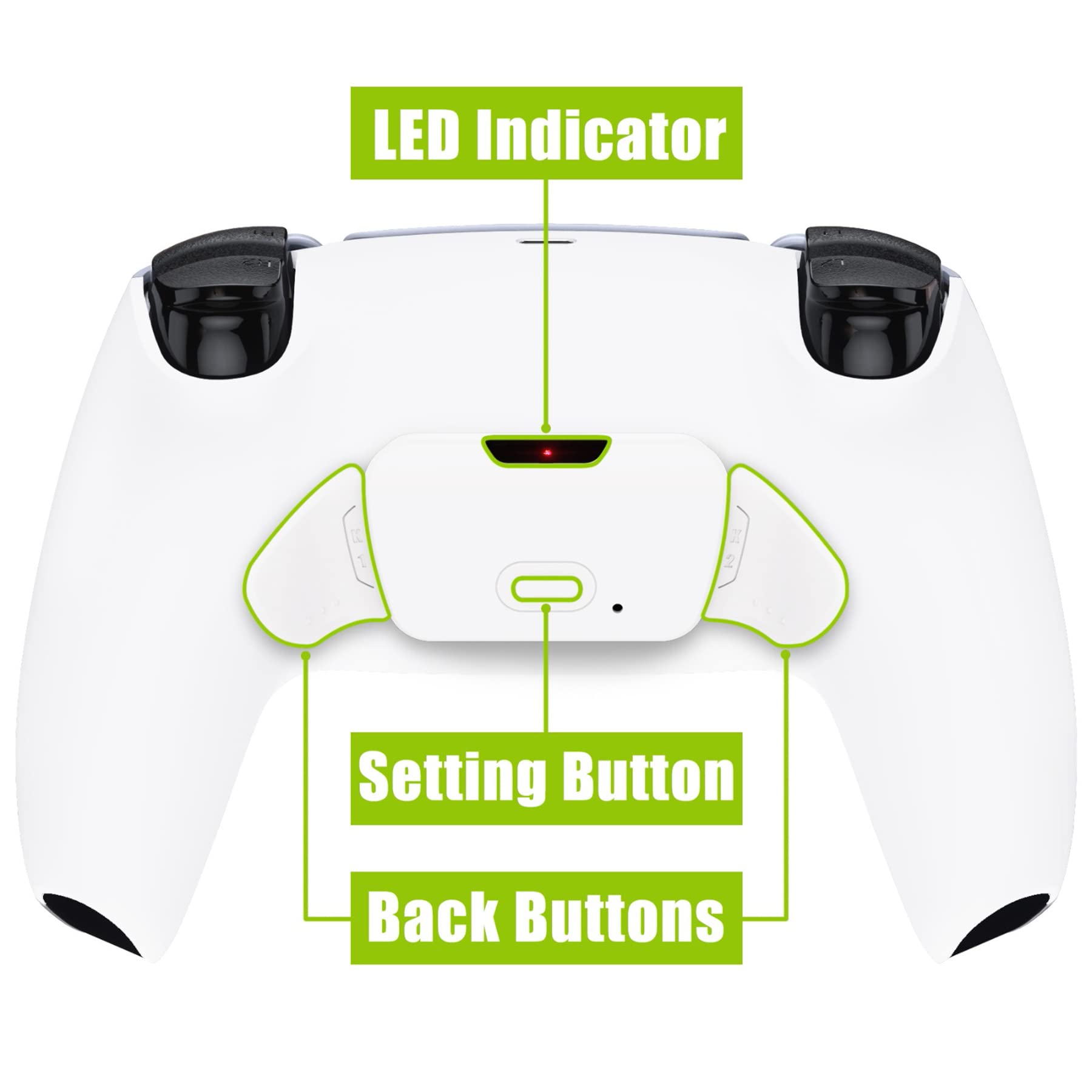 eXtremeRate Rise V3 Remap Kit Programmabile per ps5 Controller,Palette Cover Posteriore Tasti Aggiuntivi Back Button per ps5 Joystick(BDM-030/040/050)-Bianco