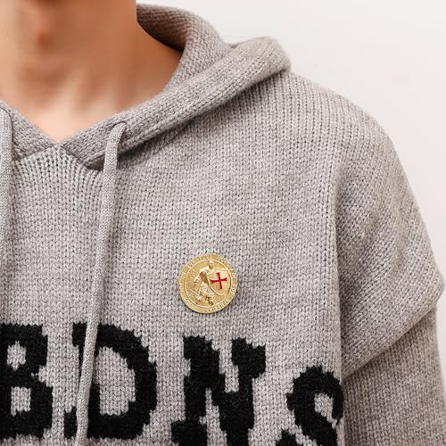 Image of Gold-Tone Knights Templar Brooch Medieval Knight Armor Pin - inchPut on the Full Armor of God inch Ephesians 6:13-17 Inspirational Brooch Religious Jewelry