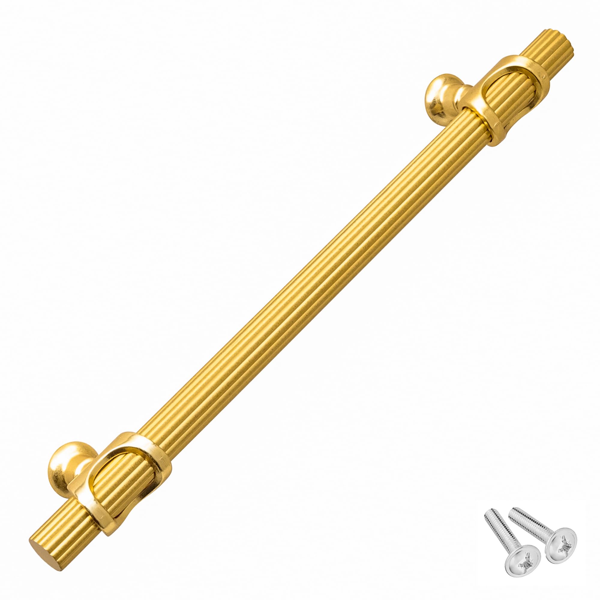 Decoranddecor Bar Drawer Pull Handles with Lines Design Kitchen Cabinet Decorative Hardware Bedroom Bathroom Furniture Accessories (224mm Hole Centres, Gold)