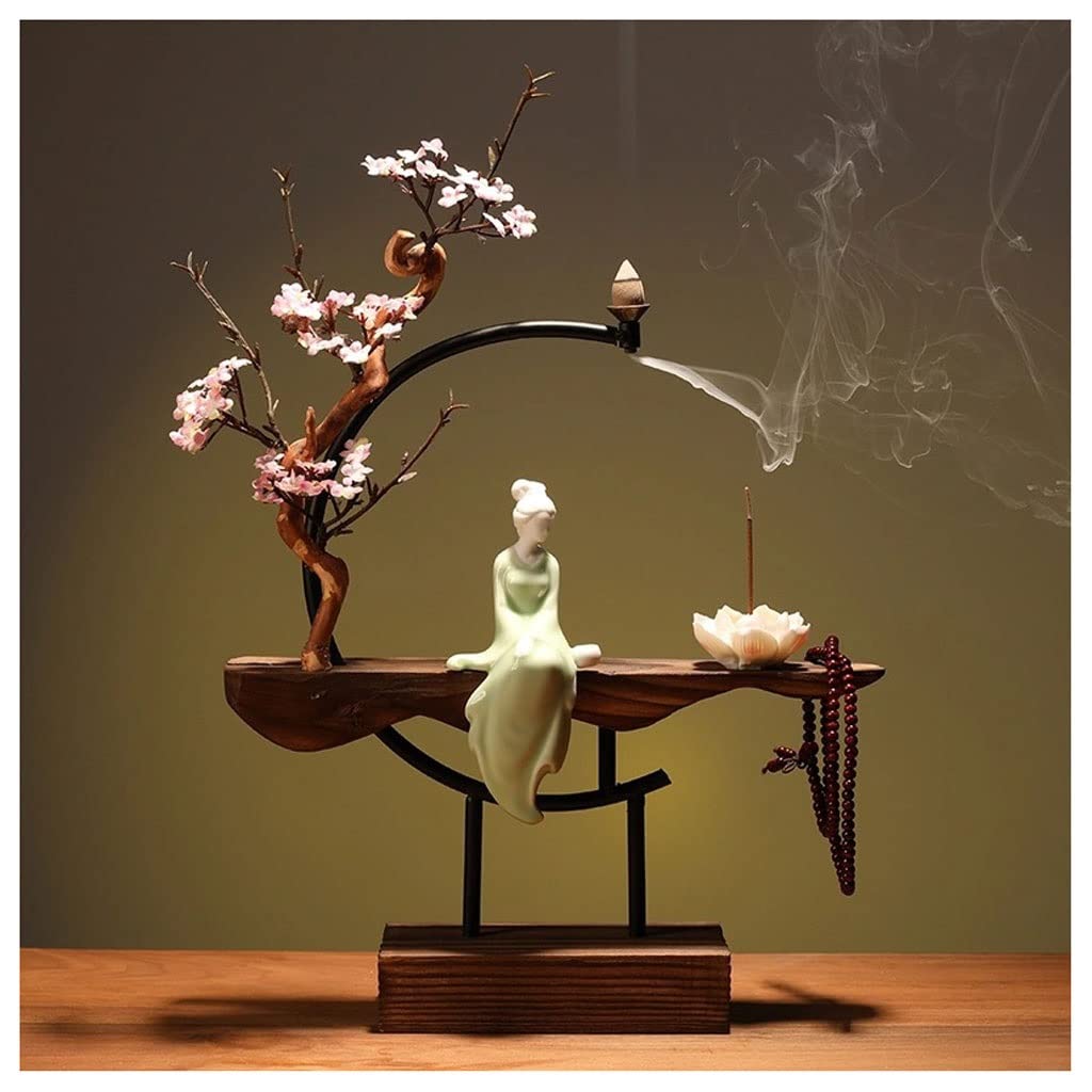 Basxdrfxz K Incense Holder Base Backflow Incense Burner Aromatherapy Creative Personality Zen Fortune Home Living Room Office Decoration(K)