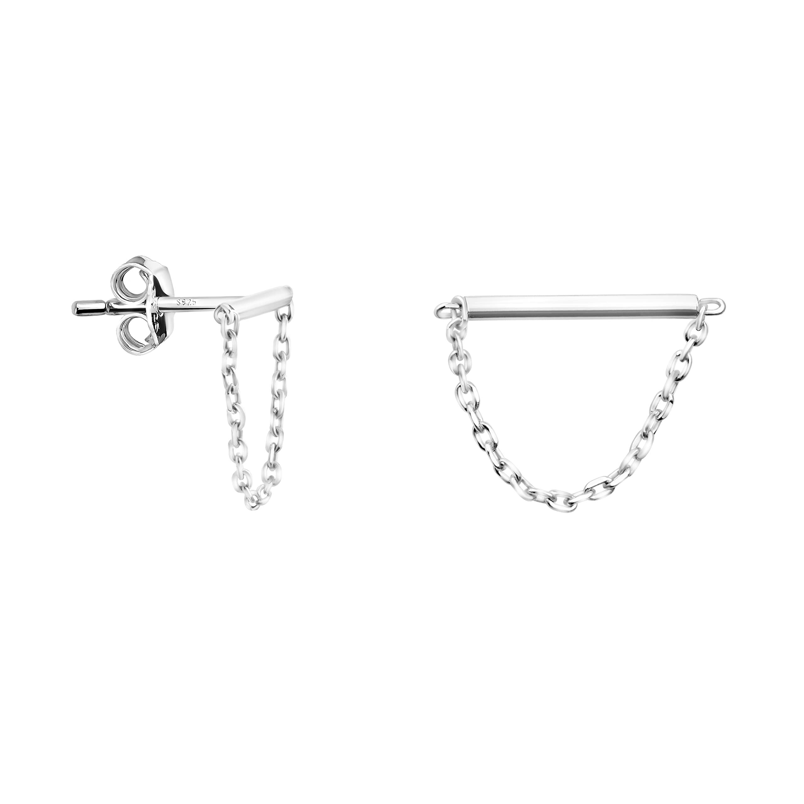 SOFIA MILANI - Orecchini da Donna in Argento 925 - Orecchino Pendente a Barra Catena a Stella - E3035